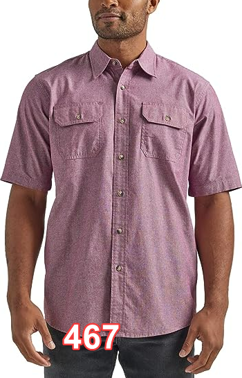 Wrangler Authentics mens Short Sleeve Classic Woven Button Down Shirt Chambray L