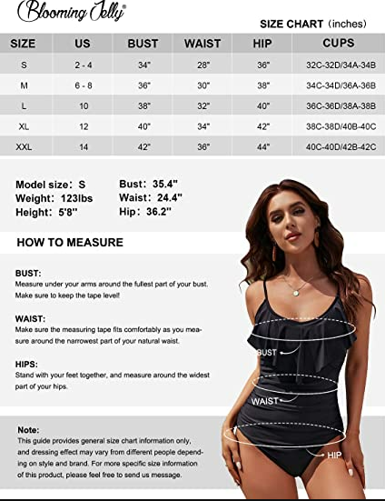 Blooming Jelly Women One Pc Bathing Suit Tummy Control Slimming Ruffle Swimwear