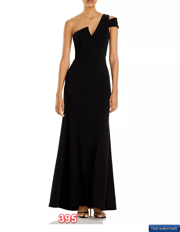AQUA One-Shoulder Ruffled Gown Aqua Women's Dress Black Size 6 msrp $278