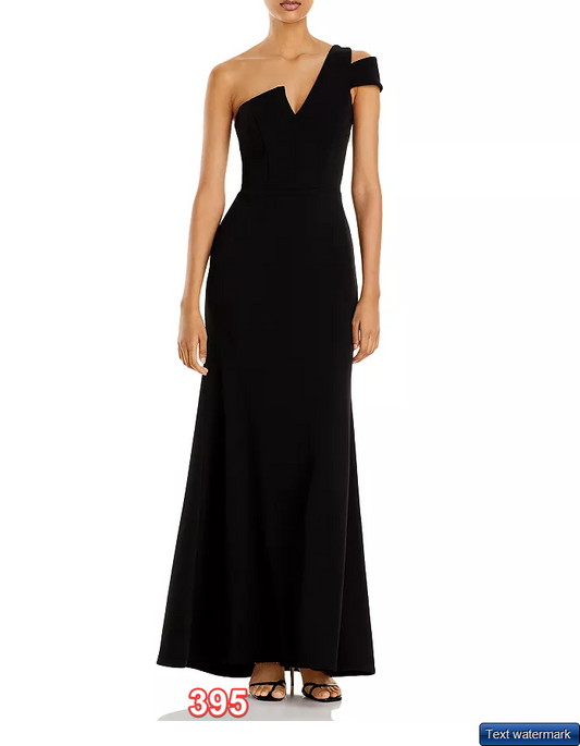 AQUA One-Shoulder Ruffled Gown Aqua Women's Dress Black Size 6 msrp $278