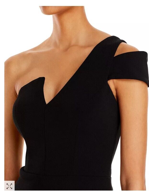 AQUA One-Shoulder Ruffled Gown Aqua Women's Dress Black Size 6 msrp $278