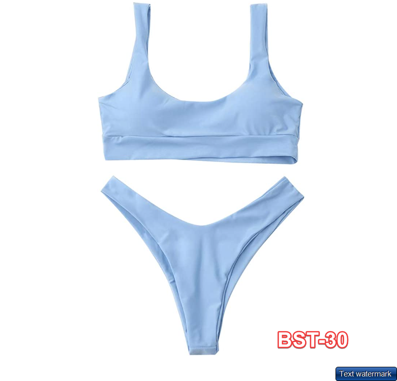 ZAFUL Bikini Scoop Neck High Cut Padded Swimwear Push Up Swimsuit Two Piece L