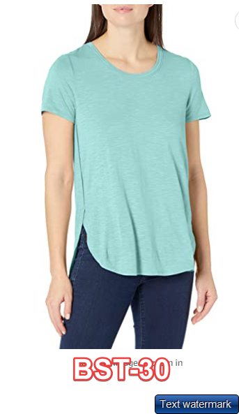Tribal Women's S/S Crew Neck TEE W/Side Slit, Ocean, Medium