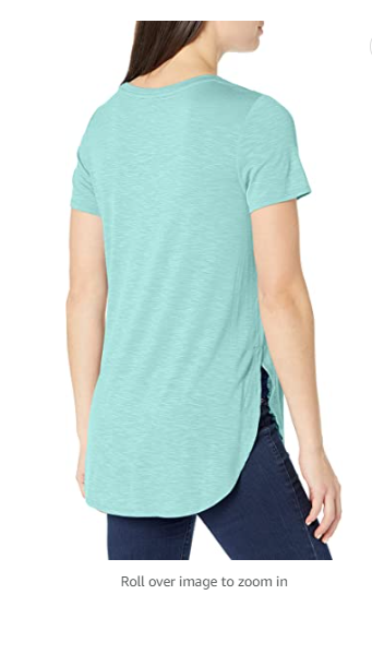 Tribal Women's S/S Crew Neck TEE W/Side Slit, Ocean, Medium