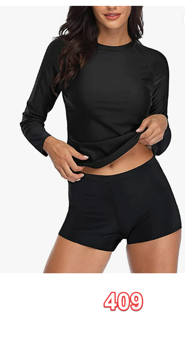 Daci Women Two Piece Rash Guard Swimsuits UV UPF 50+ Bathing Suit w Boyshort XS