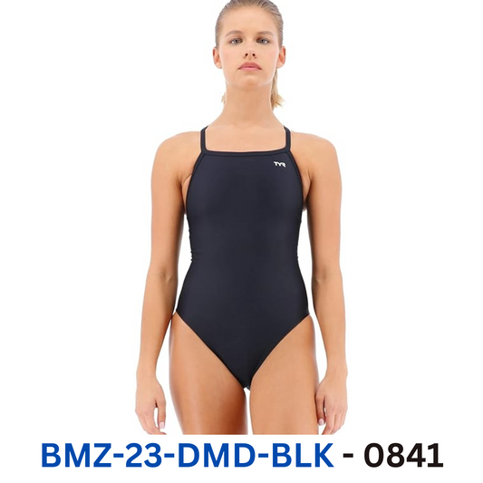 TYR Sport Girls' Solid Durafast Diamondback Swim Suit (Black, 26)