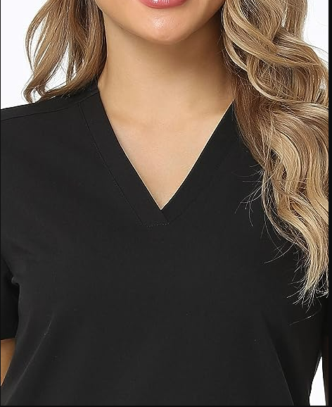 COMENII Scrubs Tops for Women, 3 Pocket 4-Way Stretch Anti-Wrinkle Medical Scrub