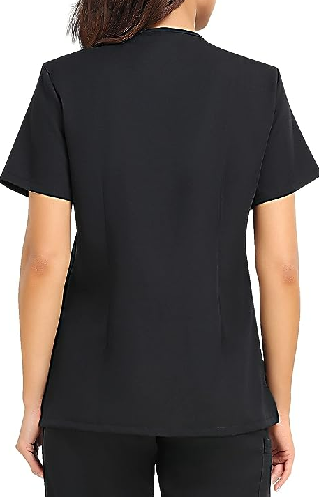 COMENII Scrubs Tops for Women, 3 Pocket 4-Way Stretch Anti-Wrinkle Medical Scrub