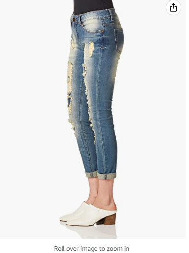 COVER GIRL Women High Waisted Cute Ripped Patched Repair Blue Skinny Juniors 16W