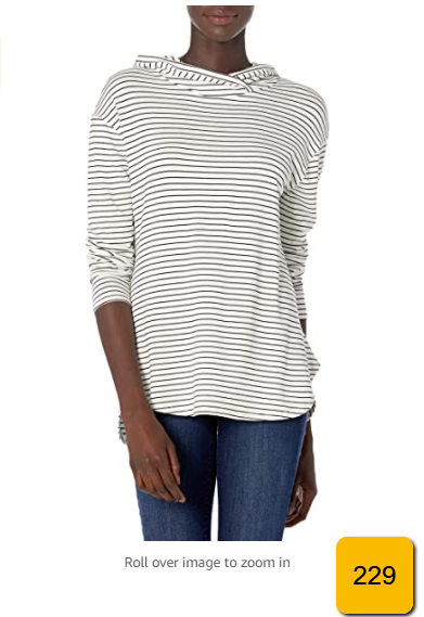 Daily Ritual Women's Supersoft Terry Long-Sleeve Hoodie Pullover White/Black XS