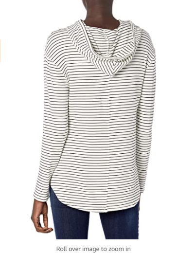 Daily Ritual Women's Supersoft Terry Long-Sleeve Hoodie Pullover White/Black XS