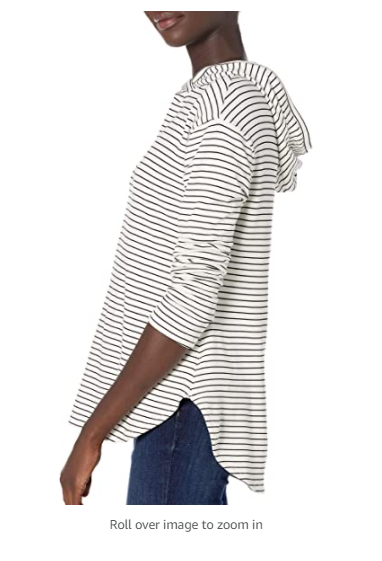 Daily Ritual Women's Supersoft Terry Long-Sleeve Hoodie Pullover White/Black XS