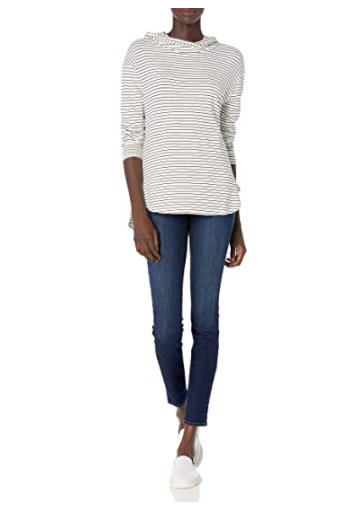 Daily Ritual Women's Supersoft Terry Long-Sleeve Hoodie Pullover White/Black XS