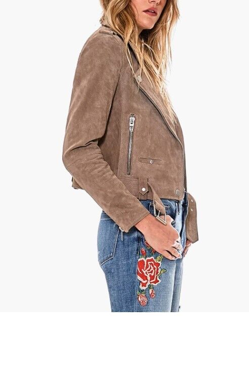 [BLANKNYC] womens Suede Moto Jacket, Sand Stoner, Medium US