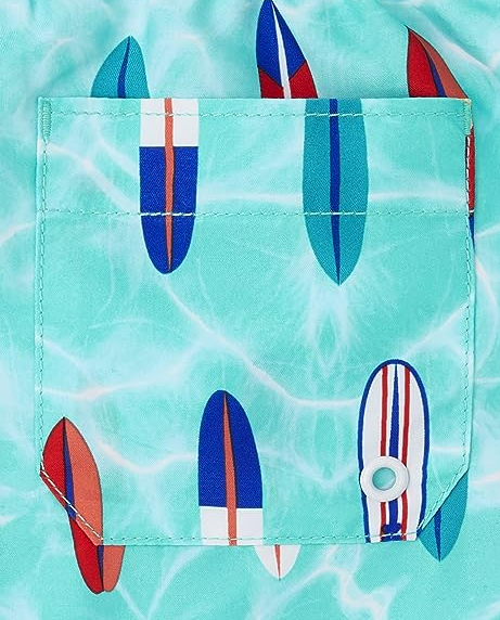 The Children's Place Boys Surfboard 2-Piece Swim Set Aegean Sea M