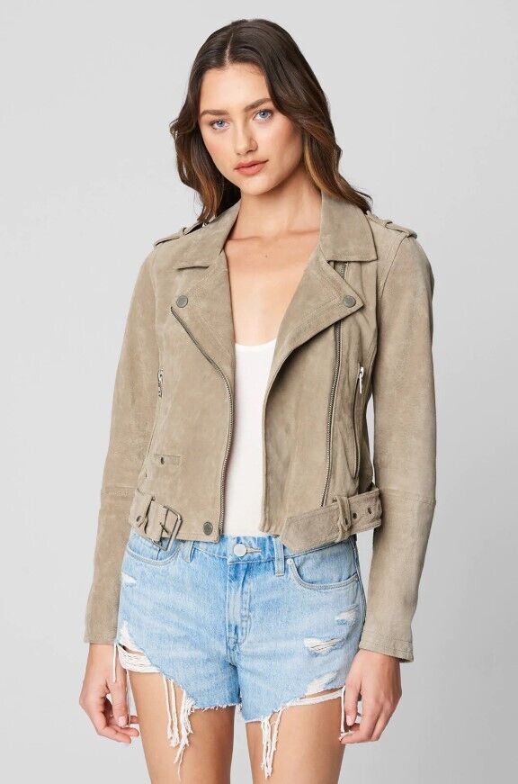 [BLANKNYC] womens Suede Moto Jacket, Sand Stoner, Medium US