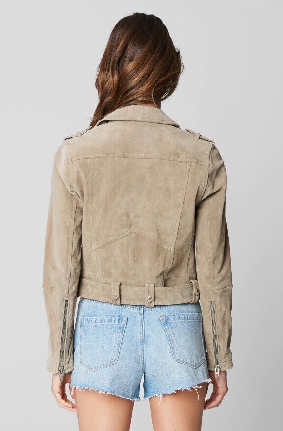 [BLANKNYC] womens Suede Moto Jacket, Sand Stoner, Medium US