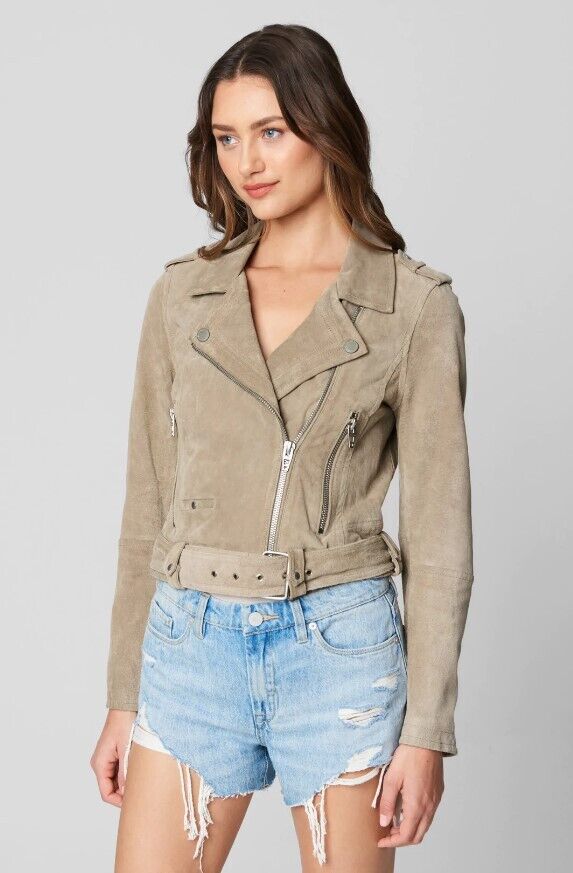 [BLANKNYC] womens Suede Moto Jacket, Sand Stoner, Medium US
