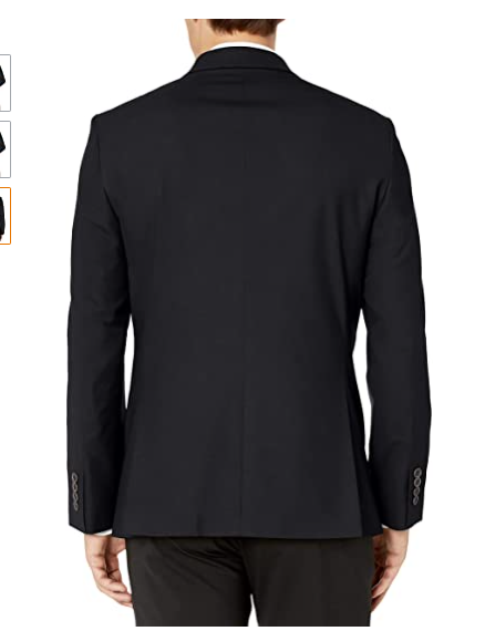 Essentials Men's Long-Sleeve Classic-fit Button-Front Stretch Blazer, Black, 44
