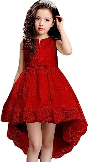 WEONEDREAM Princess Girls Dress for Wedding Birthday Party with Train Size 11-12
