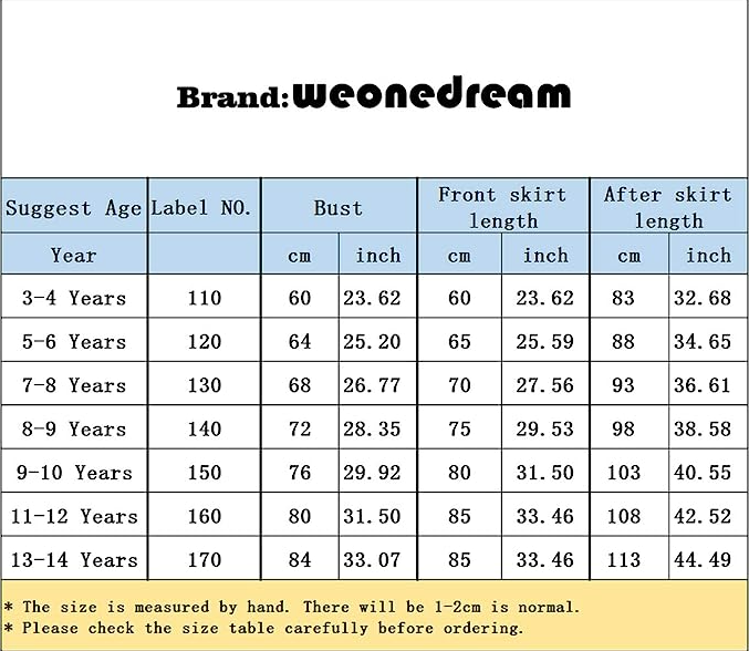 WEONEDREAM Princess Girls Dress for Wedding Birthday Party with Train Size 11-12