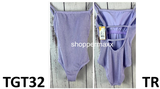 Women Pucker Textured Square Neck High Coverage One Piece Swimsuit- Kona Sol, XS