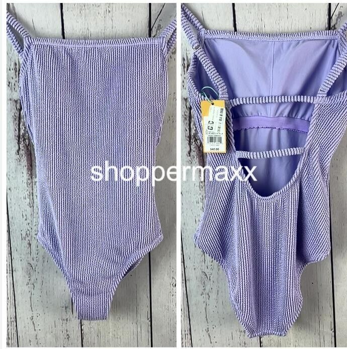 Women Pucker Textured Square Neck High Coverage One Piece Swimsuit- Kona Sol, XS