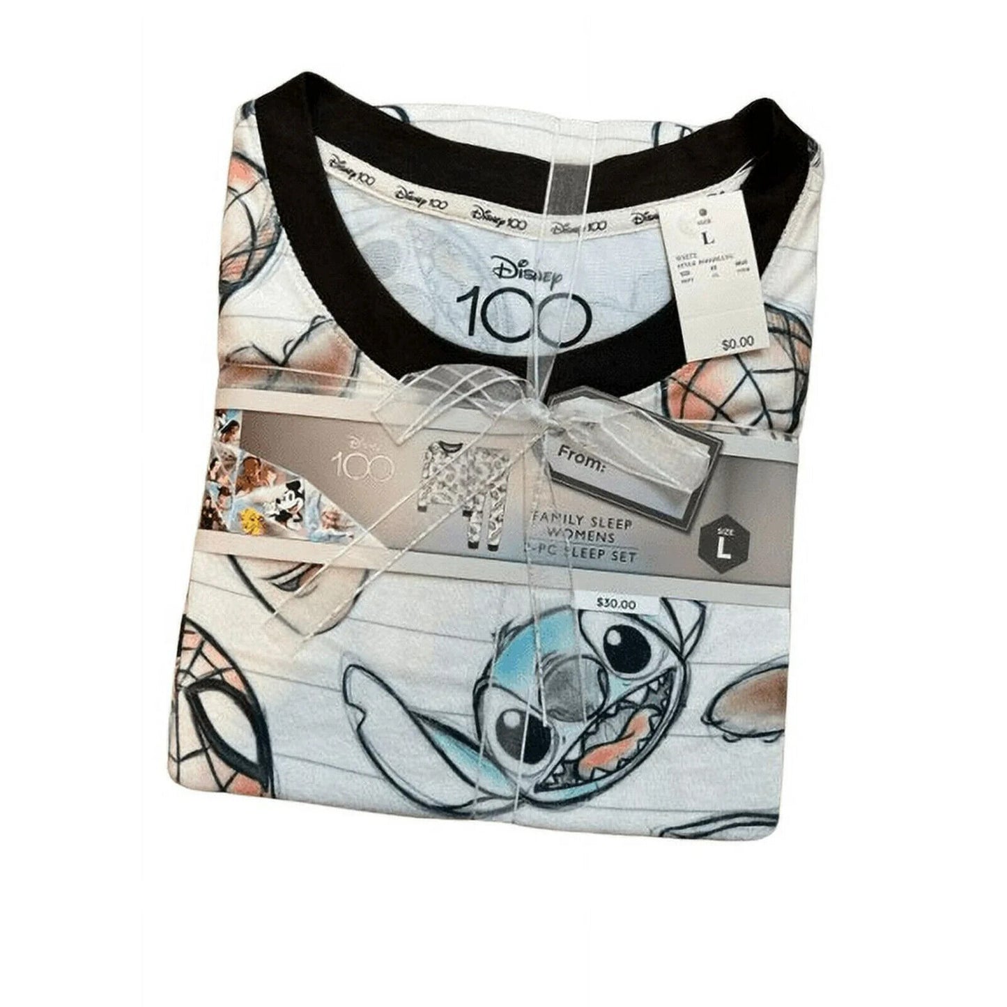 Women's Disney 100 Character Mash Up 2pc Matching Family Pajama Set - White, XL