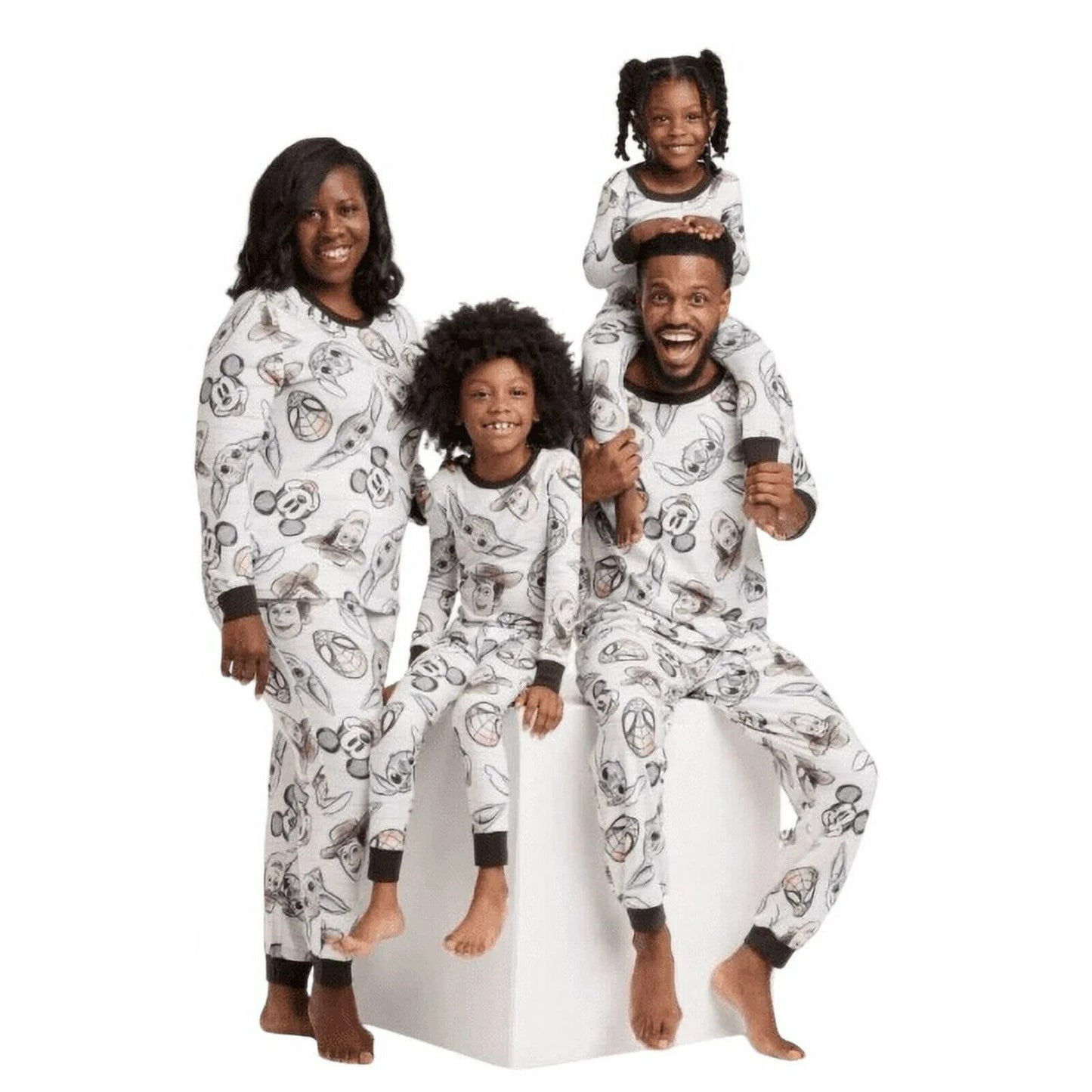 Women's Disney 100 Character Mash Up 2pc Matching Family Pajama Set - White, XL