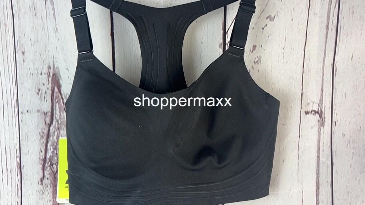 Women's High Support Embossed Racerback Run Sports Bra - All In Motion, Black, S