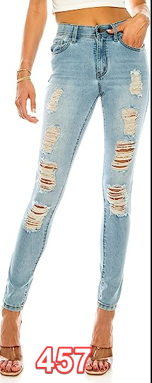 Double Denim January 5th Women's Skinny Denim Jeans Stretch Elastic Waistband S