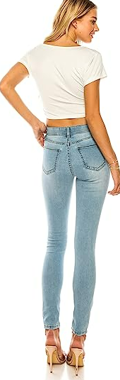 Double Denim January 5th Women's Skinny Denim Jeans Stretch Elastic Waistband S