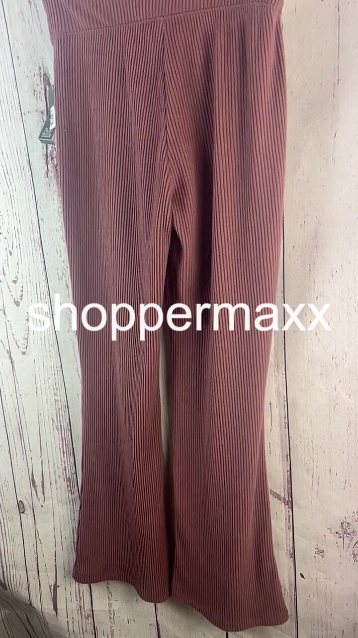 Women's High-Waisted Cozy Ribbed Lounge Flare Leggings - Wild Fable, Burgundy, M