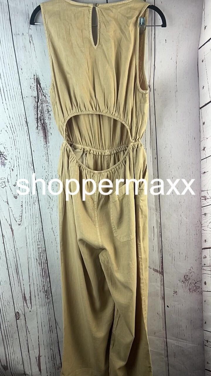 Women's Sleeveless Jumpsuit - Universal Thread, Color-Tan, Size- Medium