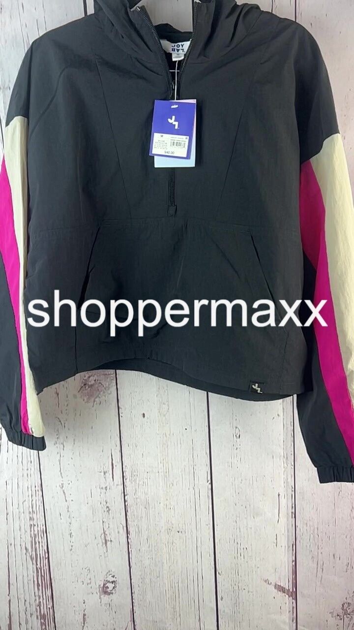Women's Pullover Windbreaker - JoyLab, Color- BLACK, Size- Medium