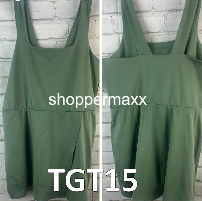 Women's Side-Slit, Active Dress - All in Motion,  U Neck, Green ,X-Large