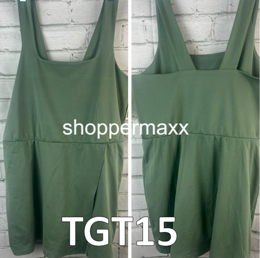 Women's Side-Slit, Active Dress - All in Motion,  U Neck, Green ,X-Large