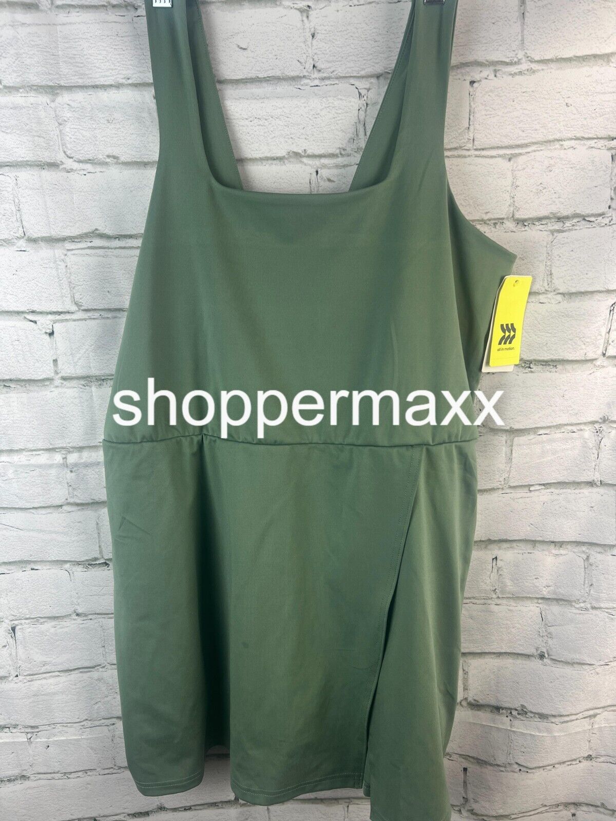Women's Side-Slit, Active Dress - All in Motion,  U Neck, Green ,X-Large