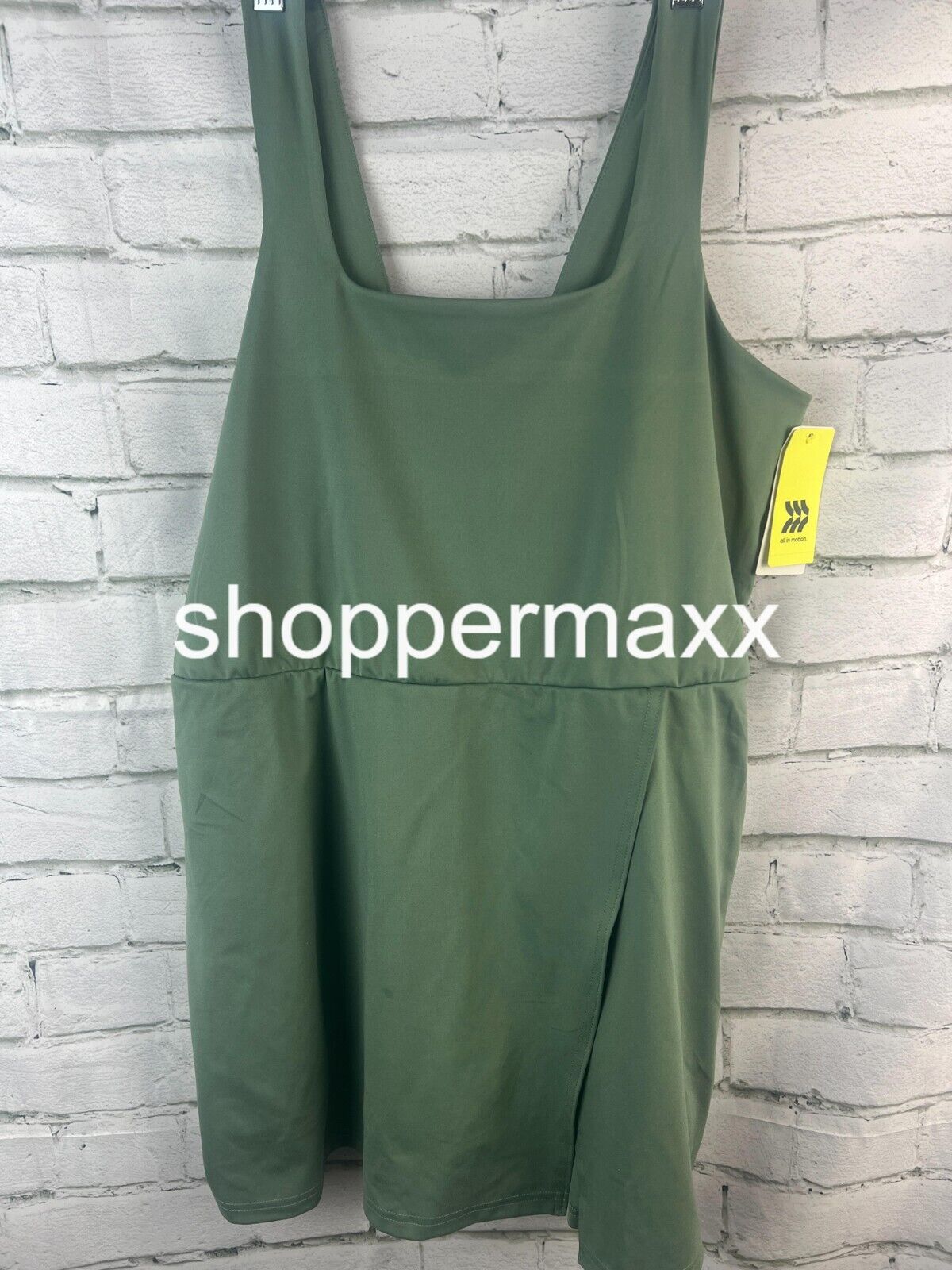 Women's Side-Slit, Active Dress - All in Motion,  U Neck, Green ,X-Large