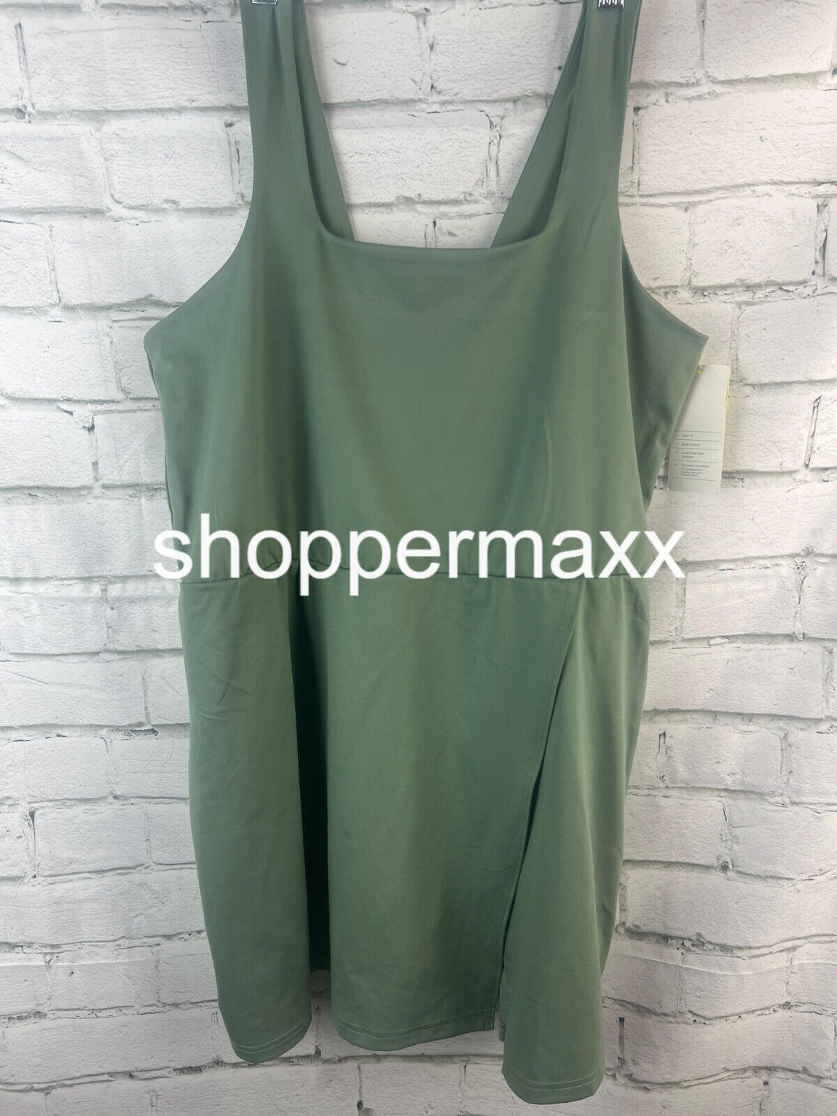 Women's Side-Slit, Active Dress - All in Motion,  U Neck, Green ,X-Large