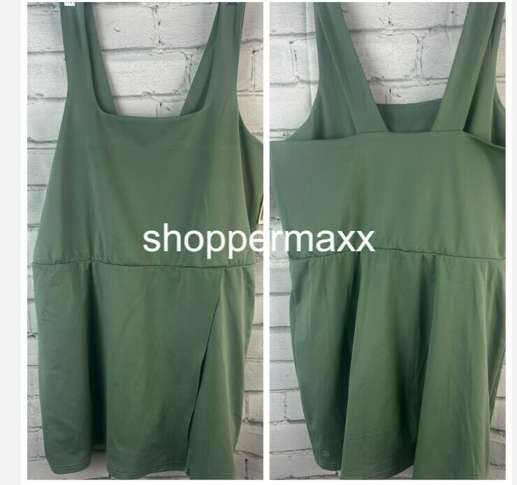 Women's Side-Slit, Active Dress - All in Motion,  U Neck, Green ,X-Large