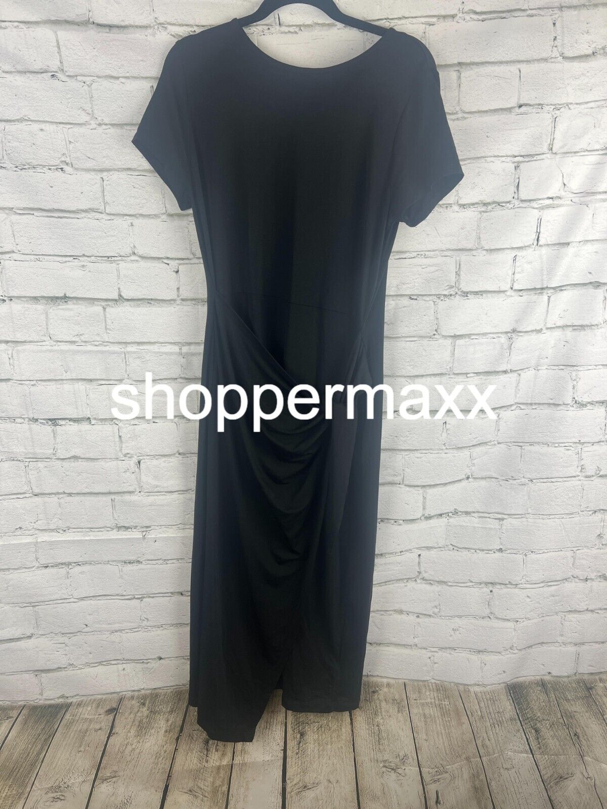 A New Day Women's Short Sleeve Tie-Front Wrap Dress, Black, Medium