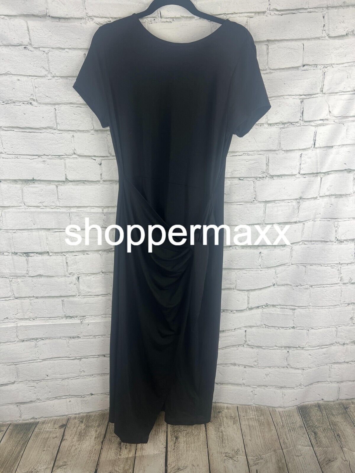A New Day Women's Short Sleeve Tie-Front Wrap Dress, Black, Medium