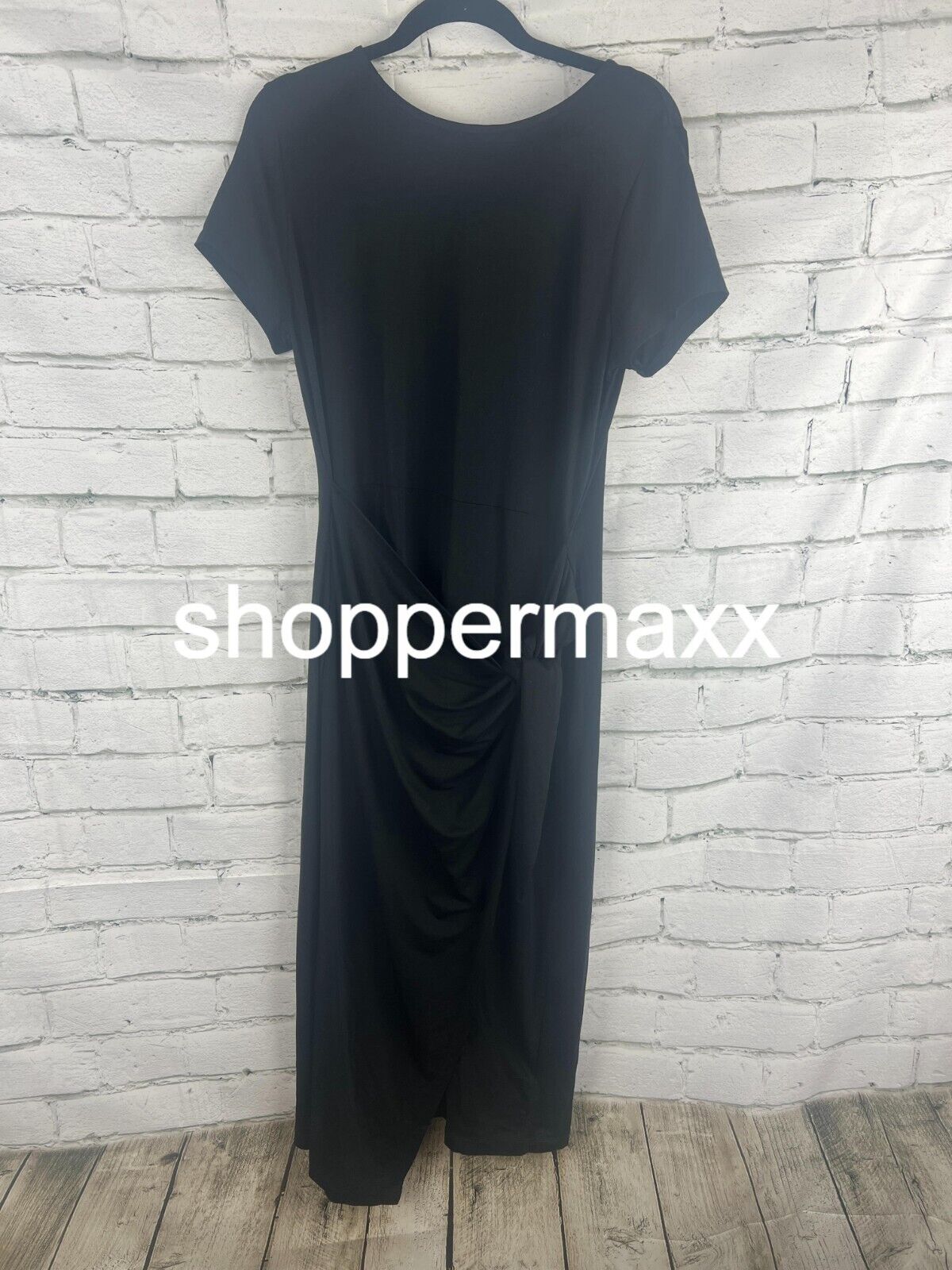 A New Day Women's Short Sleeve Tie-Front Wrap Dress, Black, Medium