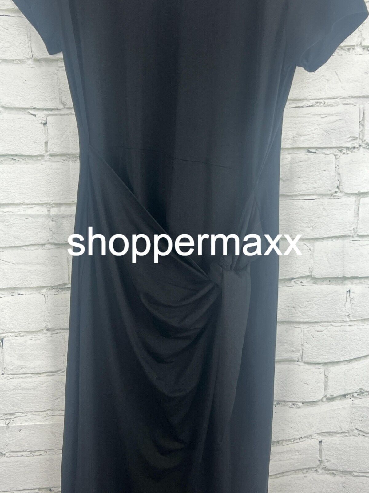 A New Day Women's Short Sleeve Tie-Front Wrap Dress, Black, Medium