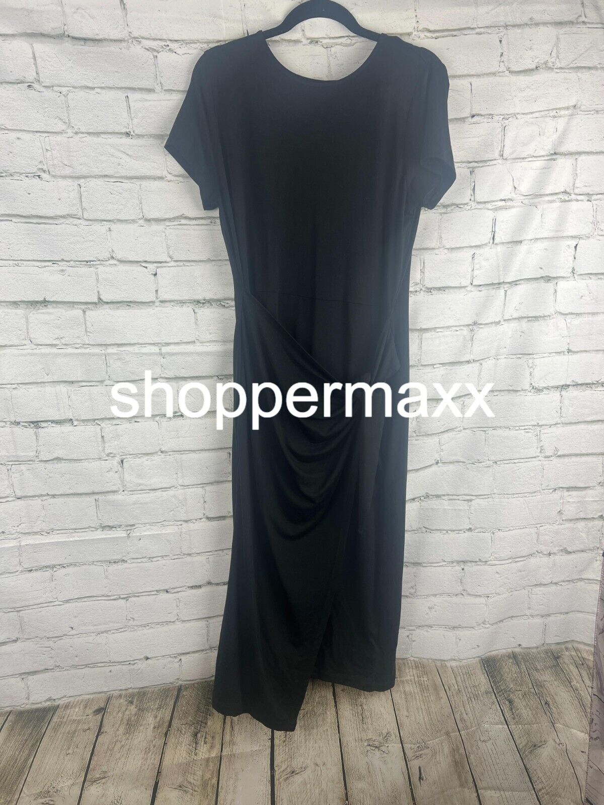 A New Day Women's Short Sleeve Tie-Front Wrap Dress, Black, Medium