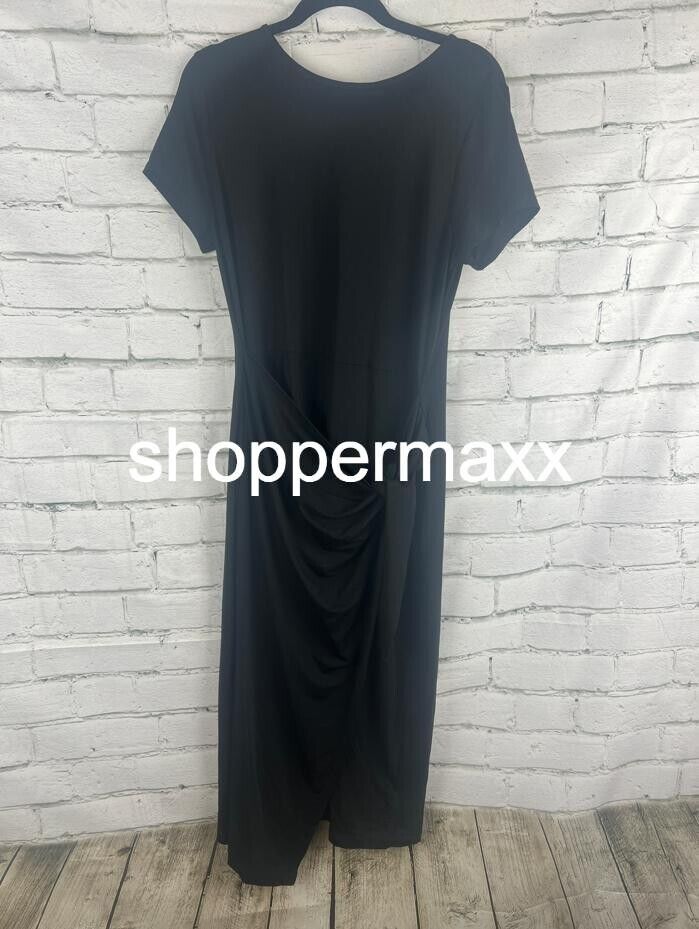 A New Day Women's Short Sleeve Tie-Front Wrap Dress, Black, Medium