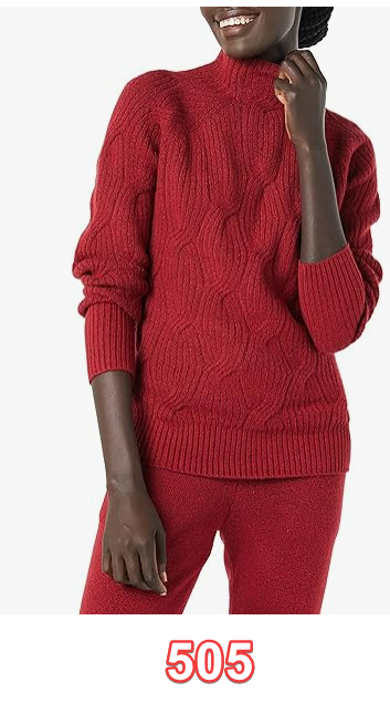 Essentials Women's Soft Touch Funnel Neck Cable Sweater Red M