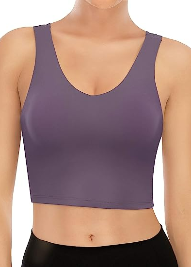 TASADA V-Neck Sports Bras for Women - Wirefree Padded Yoga Bra Running Workout S