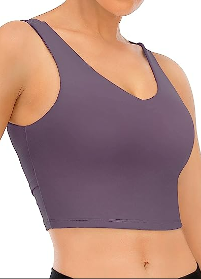 TASADA V-Neck Sports Bras for Women - Wirefree Padded Yoga Bra Running Workout S